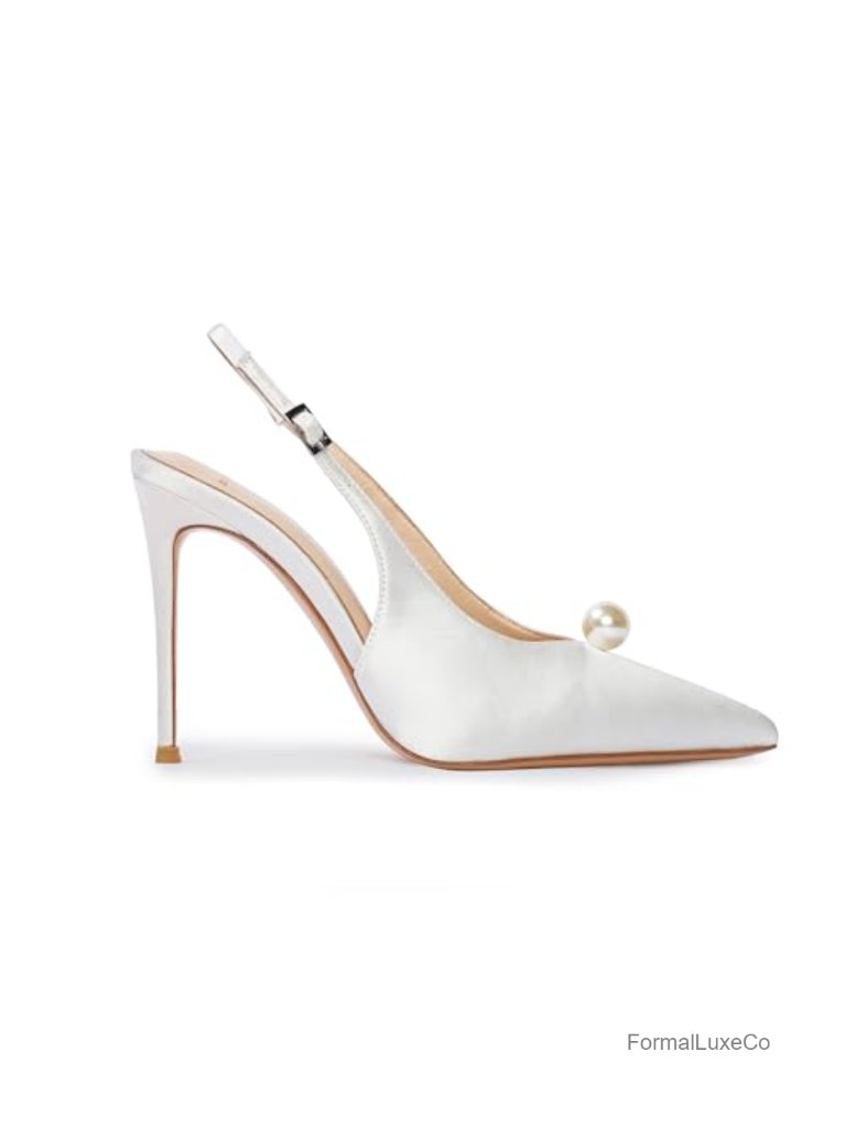 Satin Stiletto Heels Slingback Pumps 4 Inch Pointed Toe
